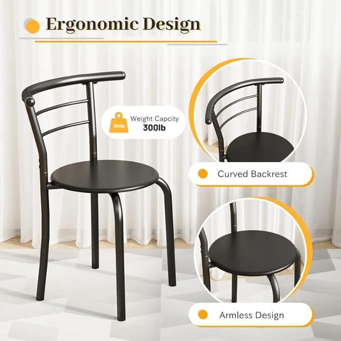 Shahoo 3-Piece Wooden Dining Table Set, Kitchen Breakfast Nook Sets - Image 6