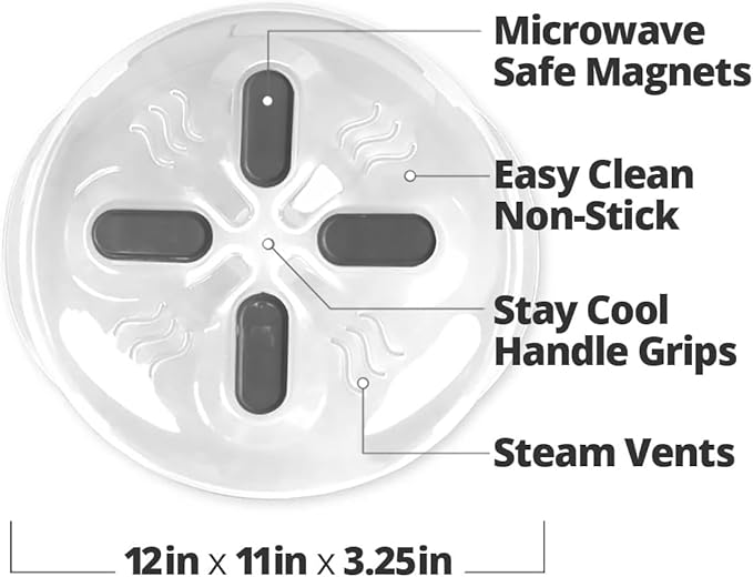 Magnetic Splatter Cover, 12-Inch Clear BPA-Free Food Lid, Vented Plate Guard - Image 9