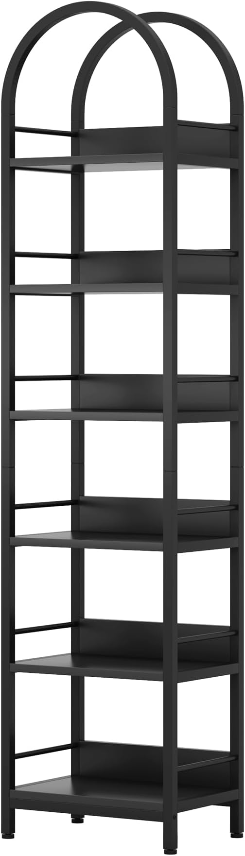 LITTLE TREE 6-Tier Open Bookshelf, 78.7" Tall Arched Bookcase, Freestanding - Image 9