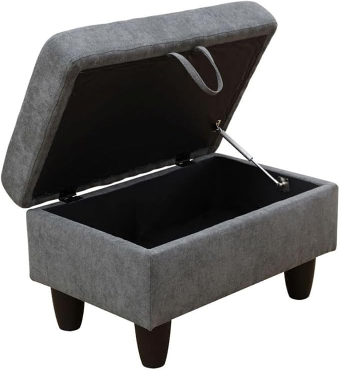Dark Grey L-Shaped 3-Piece Flannel Sofa - Image 5