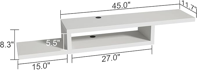 ChooChoo Wall Mounted TV Stand, Media Console Stand, 60” TV Storage Shelf - Image 2