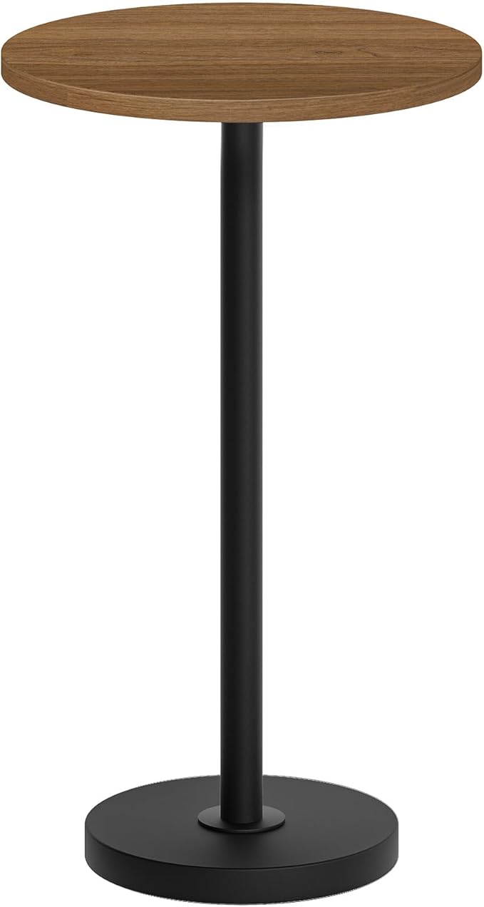 Round Side End Table for Small Spaces, Pedestal Style Martini Drink Side Table by Yatiney