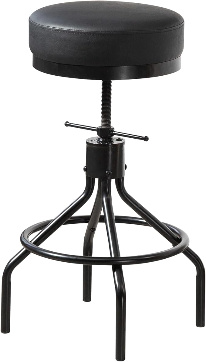 Adjustable Bar Stools Swivel Black Barstools Modern PU Leather 28inch Round by Unknown
