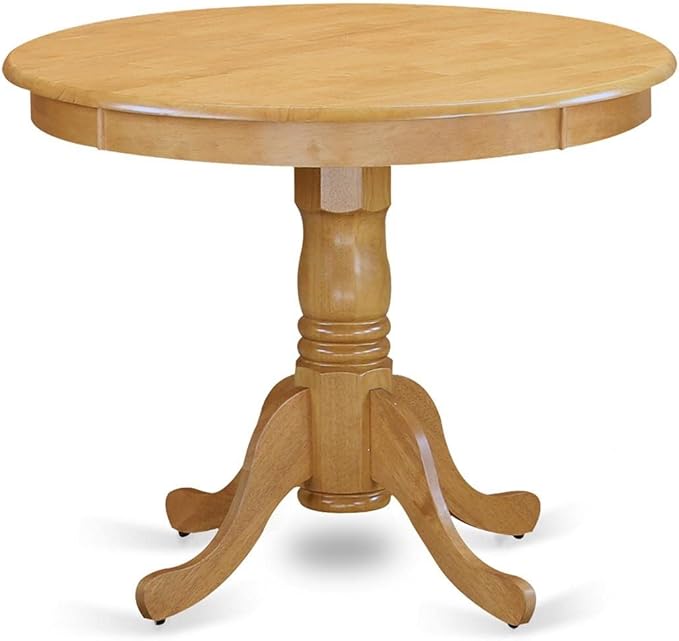 East West Furniture ANDR5-OAK-16 5 Piece Dining Set Includes a Round Kitchen - Image 2