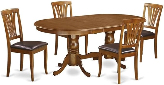 East West Furniture PLAV5-SBR-LC 5 Piece Dining Room Table Set Includes an Oval by EastWestFurniture