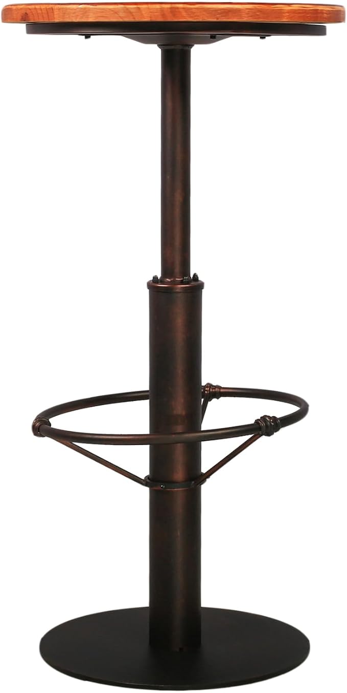 Topower Industrial Pub Table 19.7" Round Solid Pine Wood Top 42.2" Height Bar - Image 5