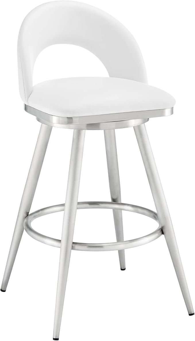 Armen Living Charlotte Swivel Bar Stool in Brushed Stainless Steel by ArmenLiving
