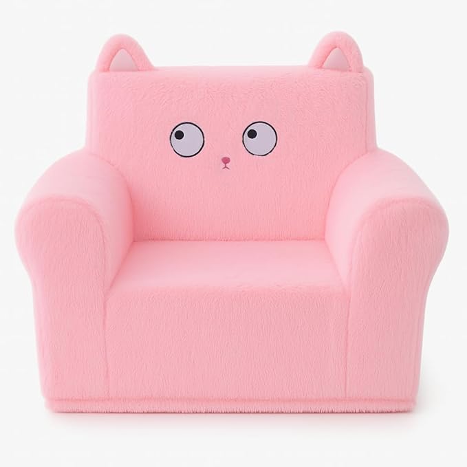 Cute Animal Toddler Foam Chair, Soft Faux Rabbit Fur, Comfy Toddler Lounge by Unknown