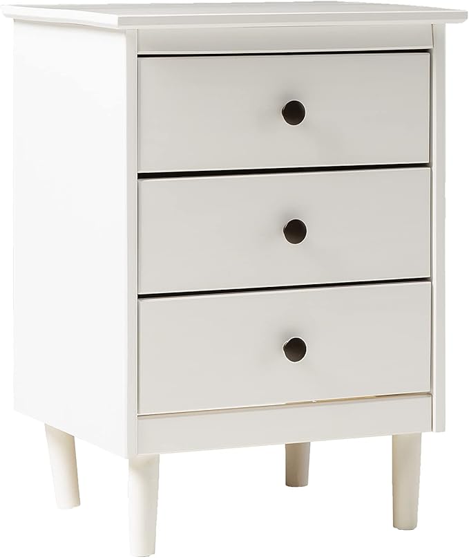 Walker Edison Traditional Wood 3 Drawer Nightstand Side Table Bedroom Storage by WalkerEdison