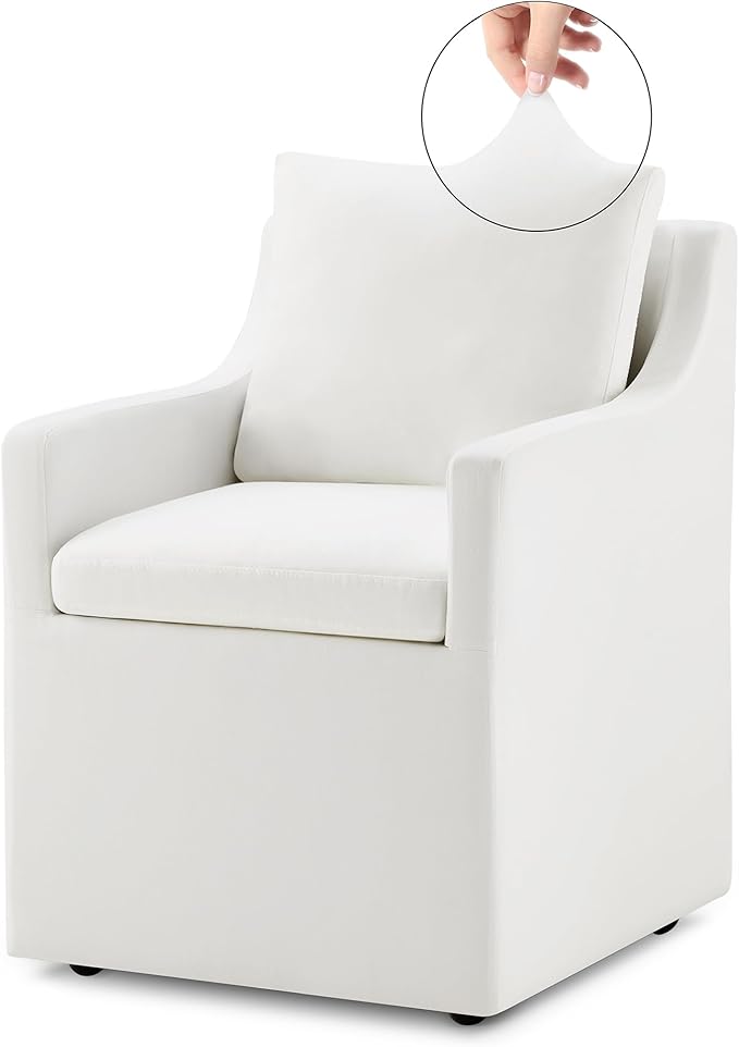 Upholstered Dining Chair Cover Replacement Machine Washable Cream, Only Cover by Kislot