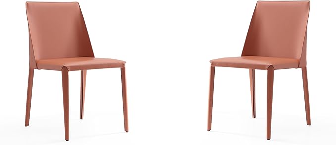 Manhattan Comfort Paris Modern Saddle Leather Dining Chairs, Metal Frame by ManhattanComfort