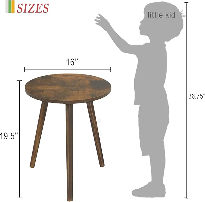 AWASEN Round Side Table, Small End Table - Image 2