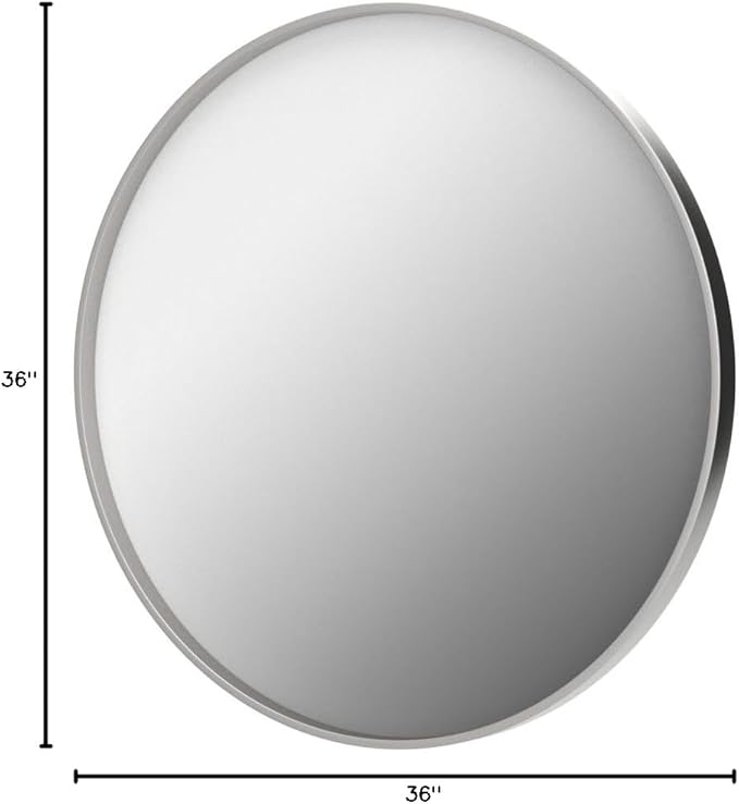TokeShimi Round Mirror 36 Inch Brushed Silver Round Bathroom Mirror - Image 9