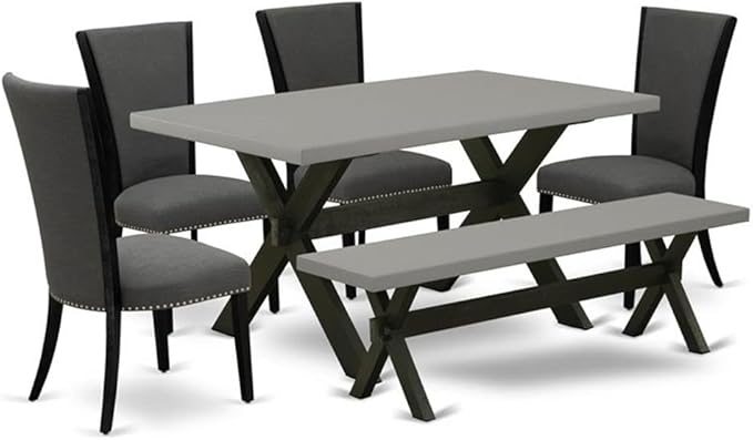 East West Furniture X696VE650-6 6 Piece Kitchen Table & Chairs Set Contains a by EastWestFurniture