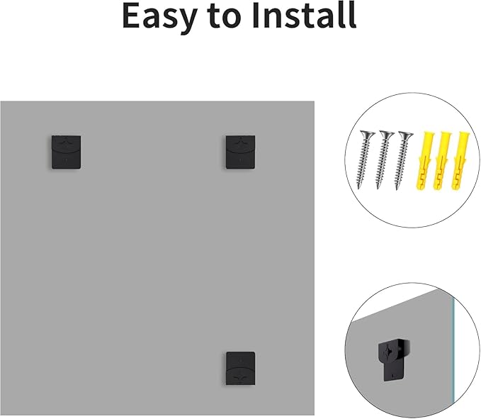 Frameless Mirror, 42x42 inch Square Bathroom Mirrors - Image 7