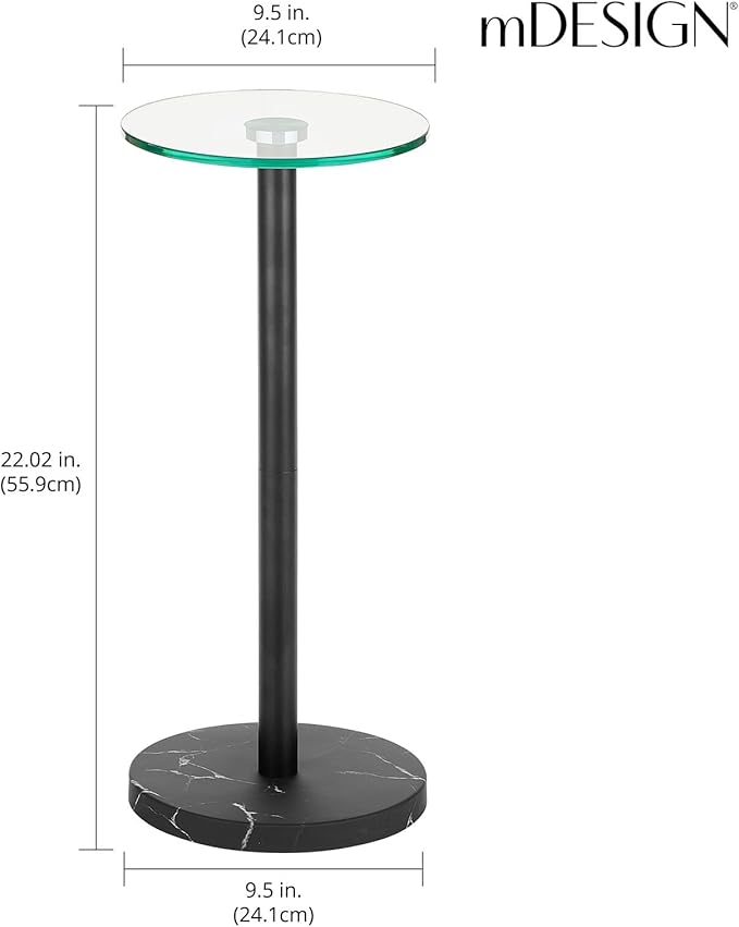 mDesign Glass Top Side/End Drink Table - Image 3