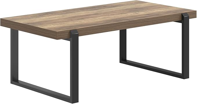 FOLUBAN Coffee Table, Modern Rustic Wood and Metal Center Table, Industrial - Image 9