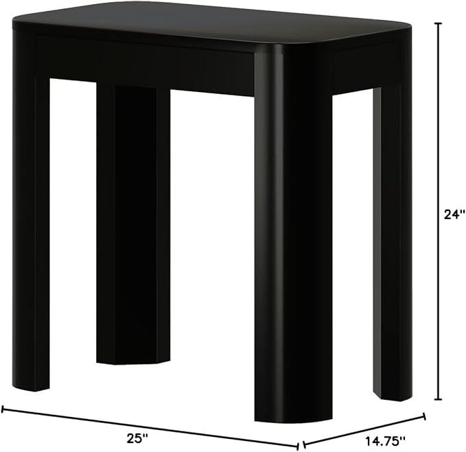 Plank+Beam Modern Rounded Rectangular Side Table, Solid Wood End Table - Image 2