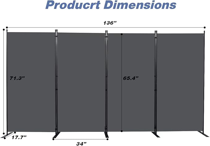 Room Divider, 4 Panel Folding Privacy Screens - Image 2