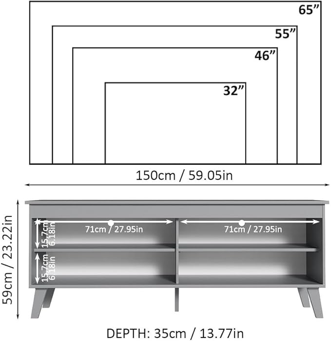 Madesa TV Stand Unit with 4 Shelves and Cable Management - Image 3