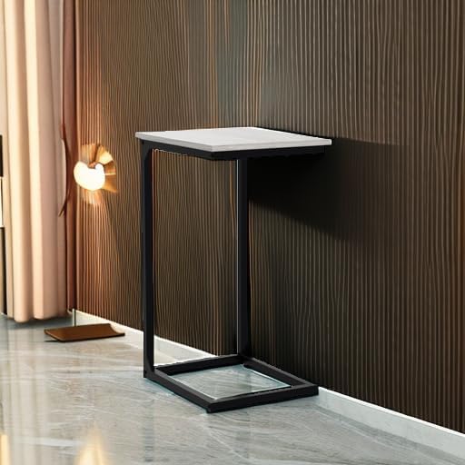 AMHANCIBLE C Shaped End Table Set of 2, Couch Tables That Slide Under, TV Tray - Image 2