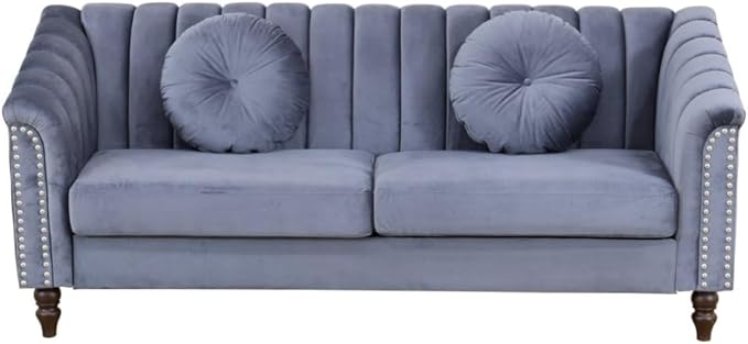 Sectional Sofa Set, Microfiber Chesterfield Upholstered Sofas Loveseat Couch by Unknown