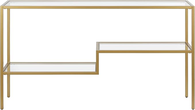 Henn&Hart 55" Wide Rectangular Console Table in Brass, Entryway Table, Accent - Image 4