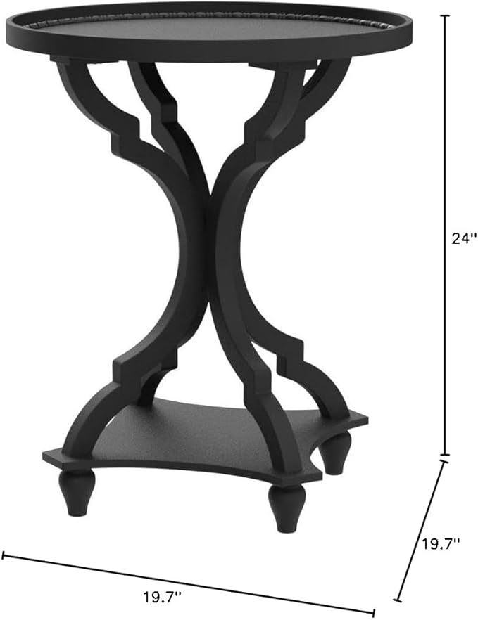 Wnutrees Farmhouse Round Accent End Table, Rustic Side Table Nightstands - Image 3