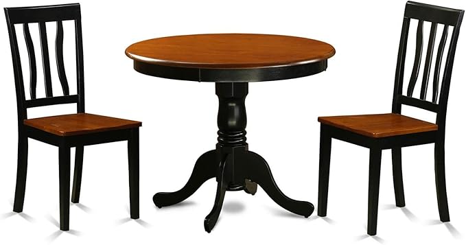 East West Furniture ANTI3-BLK-W 3 Piece Kitchen Table & Chairs Set Contains a by EastWestFurniture