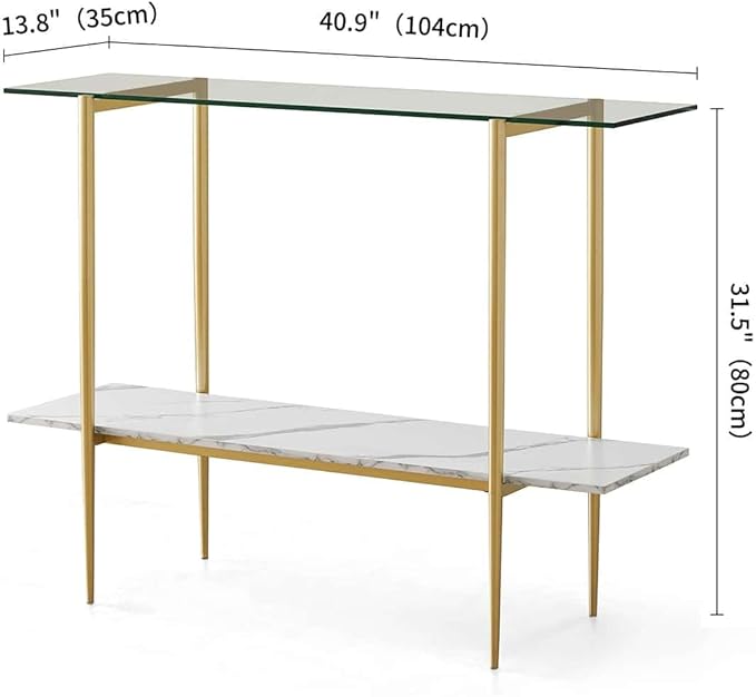 Glass Console Table for Living Room, Foyer & Entrance, 2-Tiers Mid-Century - Image 2