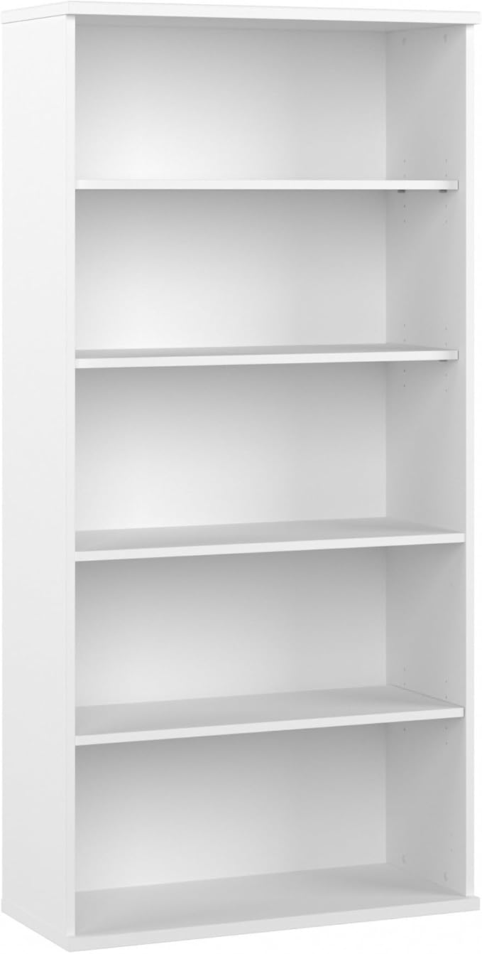 Bush Business Furniture Studio C Tall 5 Shelf Bookcase in White, Large Bookshelf by BushBusinessFurniture