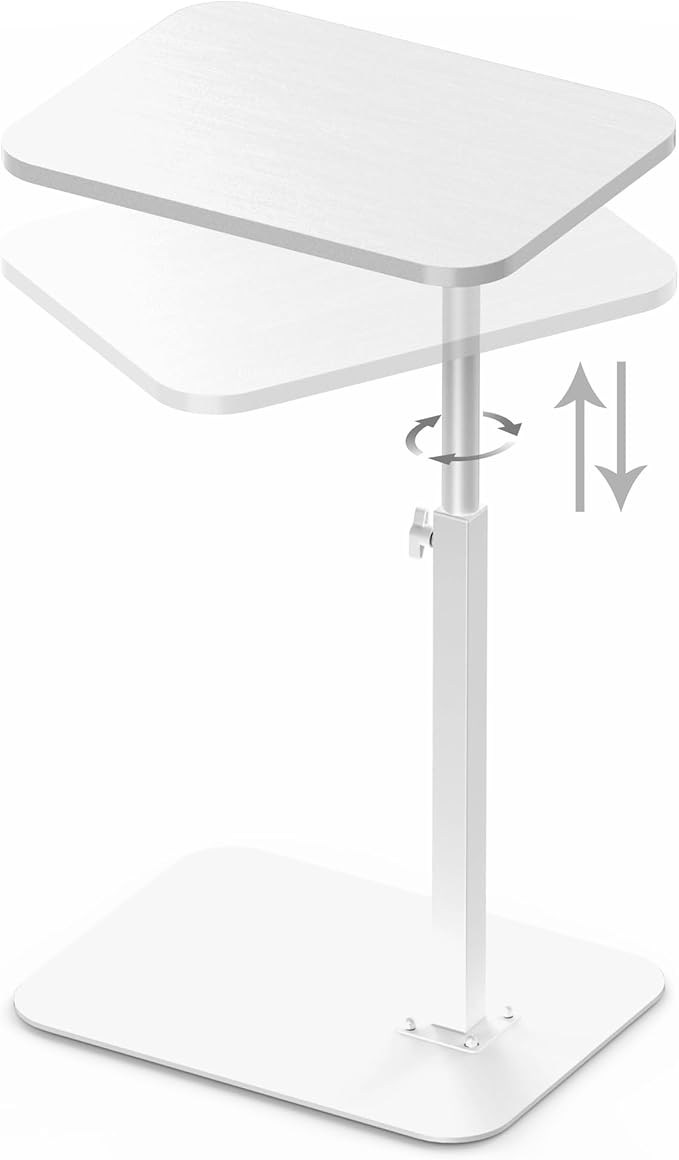 Side Table Sofa Tray for Couch Heavy Metal Base Swivel/Adjustable Height by HzTinT