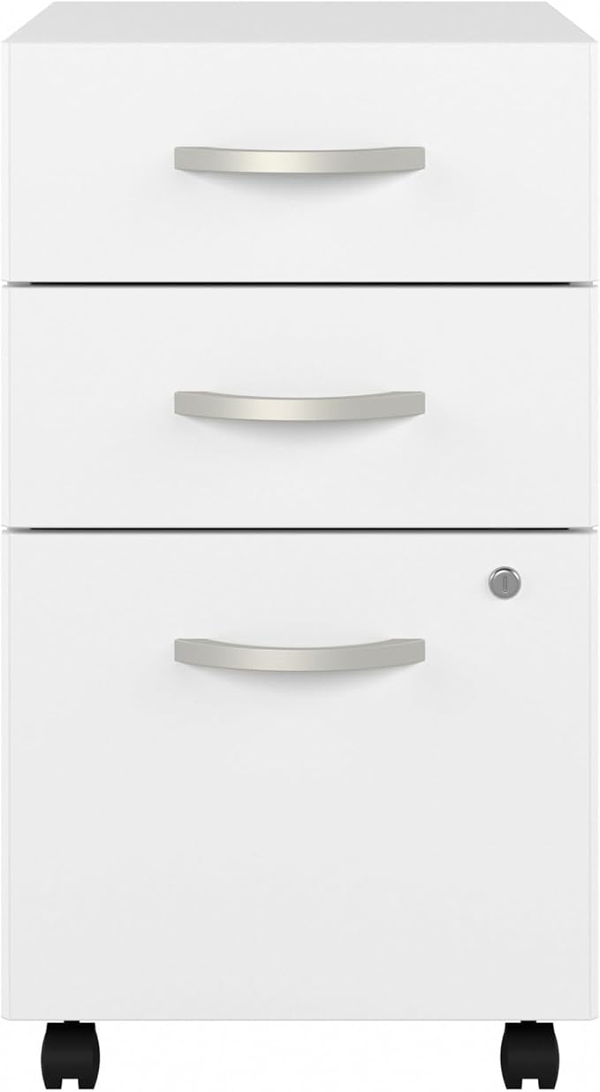 Bush Business Furniture Studio C 3 Drawer Mobile File Cabinet in White - Image 7