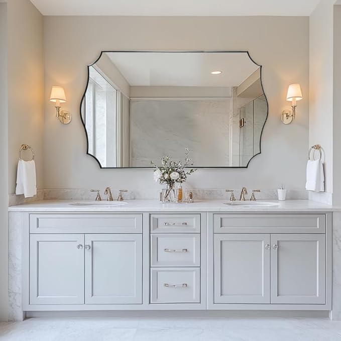 ANDY STAR 30x48 Inch Large Chrome Mirror, Polished Chrome Bathroom Mirror - Image 3