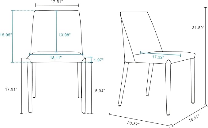 Manhattan Comfort Paris Modern Saddle Leather Dining Chairs, Metal Frame - Image 10