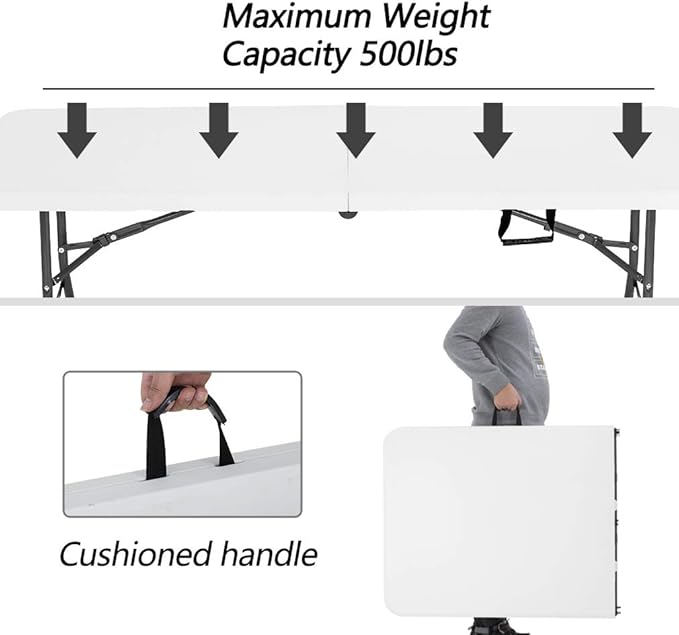6FT Picnic Table Folding Table Camping Table Plastic Table Fold Up Table Lock - Image 5