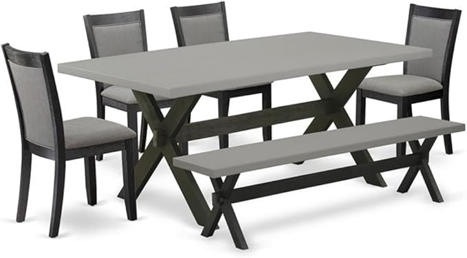 East West Furniture X697MZ650-6 6 Piece Dinette Set Contains a Rectangle Dining by EastWestFurniture