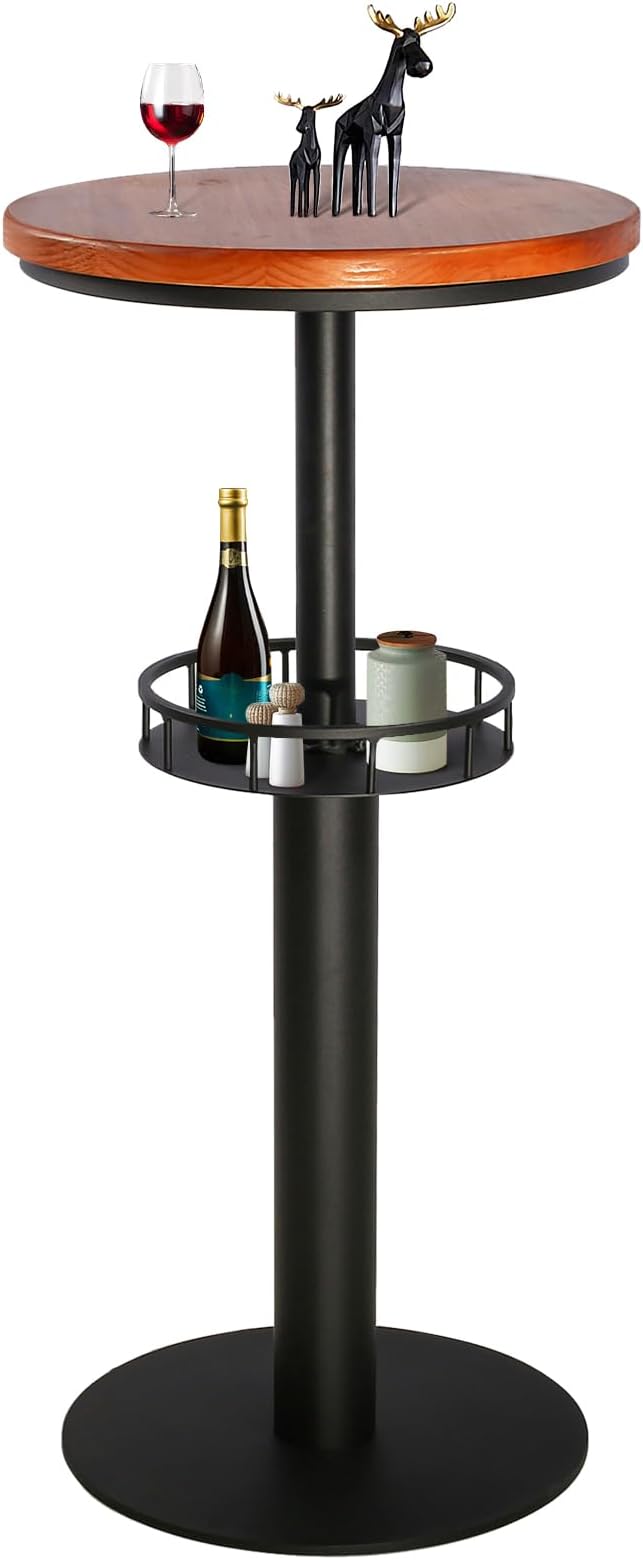 LOKKHAN 42" Tall Rustic Industrial Bar Table - Image 4