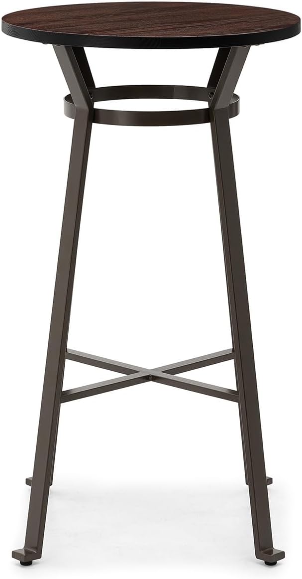 Glitzhome 41.25" H Rustic Steel Bar Table Round Solid Elm Wood Top Dining Room - Image 9