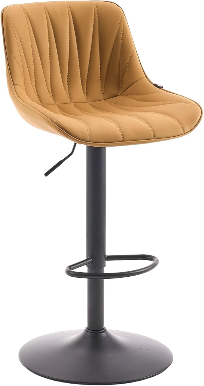 YOUNIKE Saffron Bar Stools Set of 2, Tan Swivel Barstools - Image 3