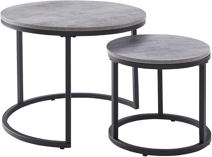 CENSI 24" Round Nesting Table, Accent Coffee Table, Space-Saving, Modern - Image 3