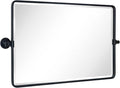 TEHOME 20x33'' Horizontal Farmhouse Black Metal Framed Rounded Pivot Rectangle by TEHOME