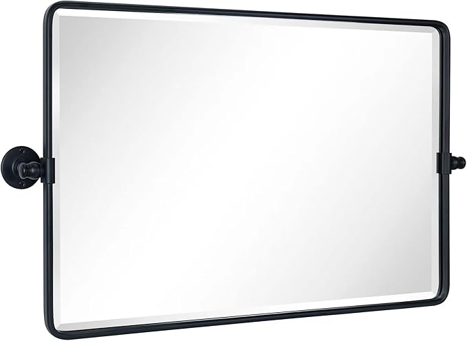 TEHOME 20x33'' Horizontal Farmhouse Black Metal Framed Rounded Pivot Rectangle by TEHOME
