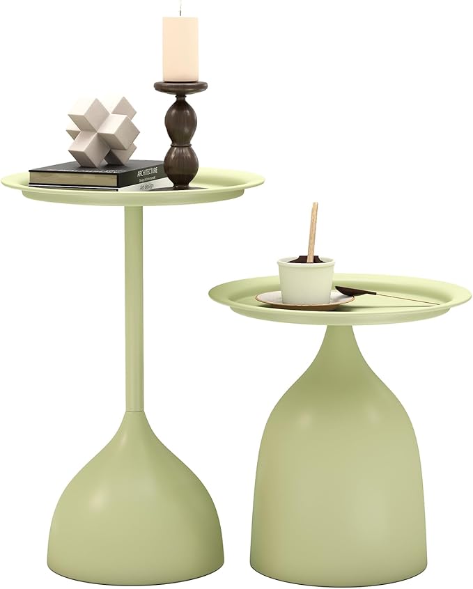 hitsuki Green Nesting Coffee Table Set of 2 Funky Colorful Round Metal End Side - Image 7