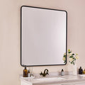 ANDY STAR 40X32 Inch Black Bathroom Mirror, Rounded Rectangle Mirror by ANDYSTAR