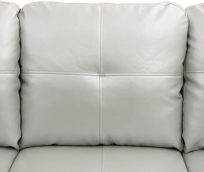 Silver Green L-Shaped 3-Piece Faux Leather Sofa - Image 5
