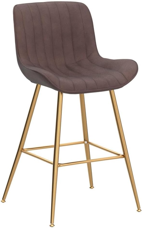 Sidanli Brown Velvet Bar Stools-Set of 2, 24 Inch Bar Stools - Image 4