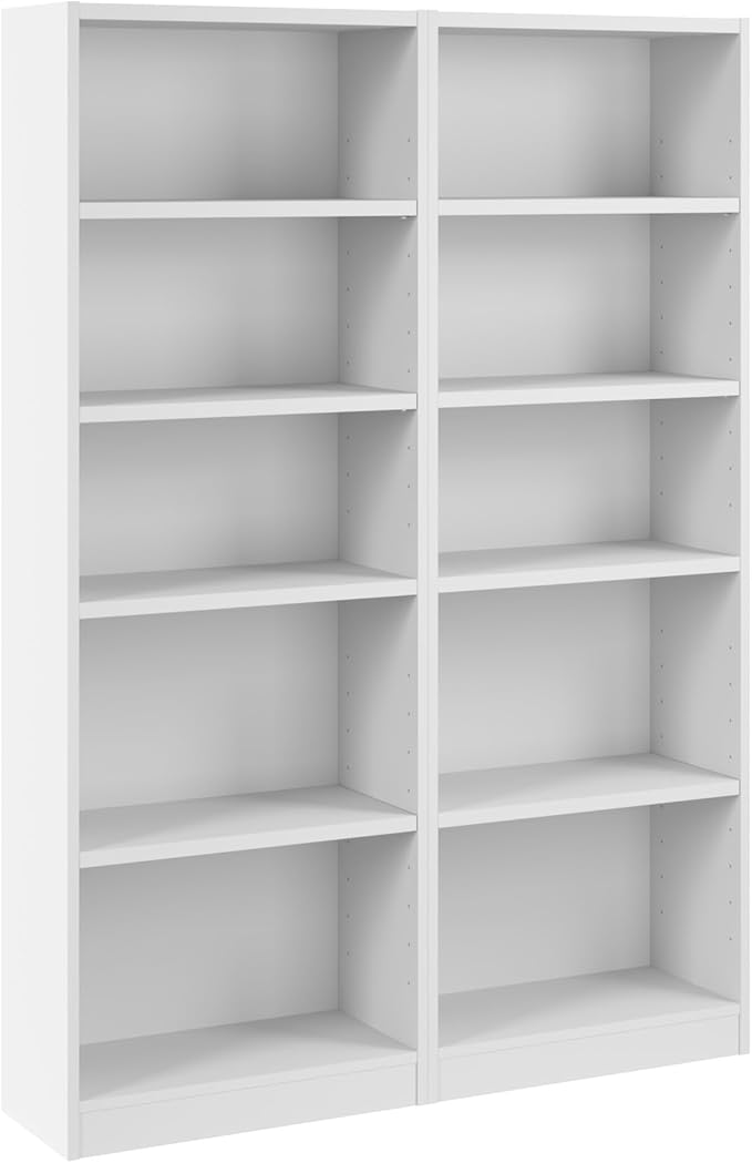 Bush Furniture Universal 25W Tall 5 Shelf Bookcase in White by BushHome