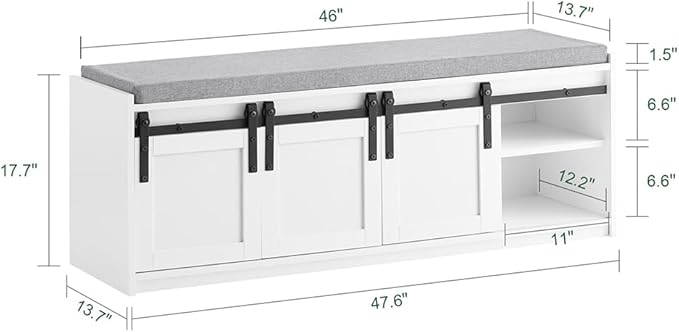 Haotian Industrial Style Shoe Storage Bench, Entryway Hallway Shoe Cabinet - Image 3