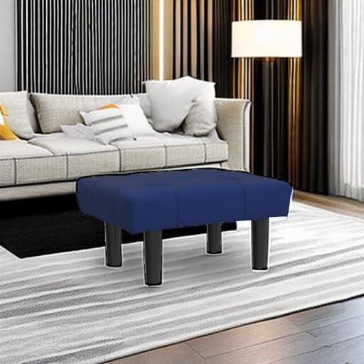 HOUCHICS Small Footstool Ottoman, Velvet Wooden Foot Stool Ottoman - Image 5